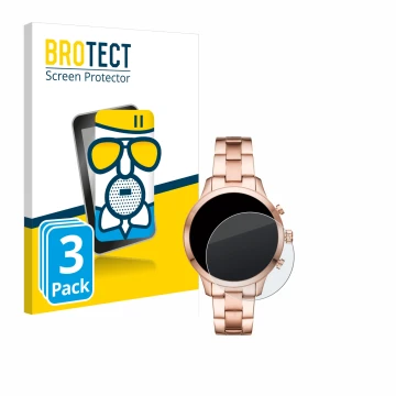 Front side of a product packaging with the brand logo BROTECT. Next to it is the device Michael Kors Access Runway (41 mm) sho