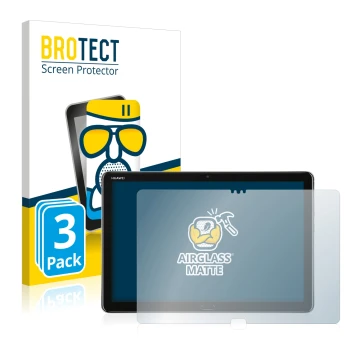 Front side of a product packaging with the brand logo BROTECT. Next to it is the device Huawei MediaPad M5 Lite 10.1