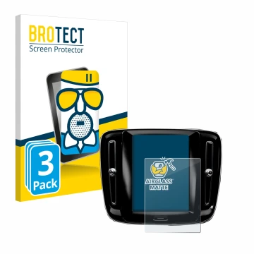 Front side of a product packaging with the brand logo BROTECT. Next to it is the device Volvo XC40 Sensus Connect 8.7