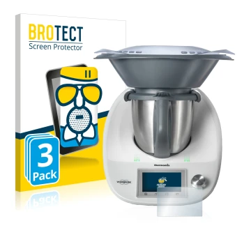 Front side of a product packaging with the brand logo BROTECT. Next to it is the device Vorwerk Bimby TM5 shown with the corre