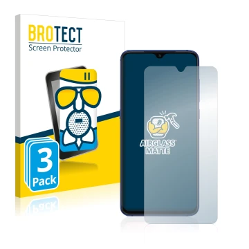 Front side of a product packaging with the brand logo BROTECT. Next to it is the device Xiaomi Mi 9 shown with the correspondi