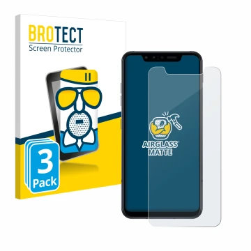 Front side of a product packaging with the brand logo BROTECT. Next to it is the device LG G8s ThinQ shown with the correspond