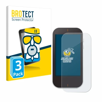 Front side of a product packaging with the brand logo BROTECT. Next to it is the device Garmin Approach G80 shown with the cor