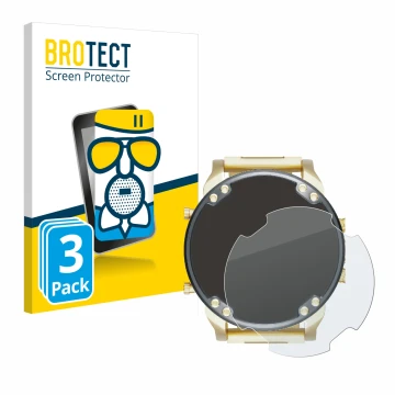 Front side of a product packaging with the brand logo BROTECT. Next to it is the device Diesel DZ7333 Mr. Daddy 2.0 shown with