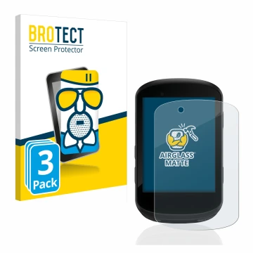 Front side of a product packaging with the brand logo BROTECT. Next to it is the device Garmin Edge 530 shown with the corresp