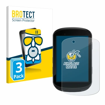 Front side of a product packaging with the brand logo BROTECT. Next to it is the device Garmin Edge 830 shown with the corresp