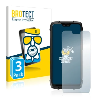 Front side of a product packaging with the brand logo BROTECT. Next to it is the device Blackview BV9700 Pro shown with the co