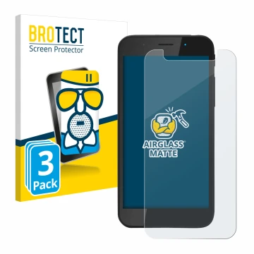 Front side of a product packaging with the brand logo BROTECT. Next to it is the device Shiftphones Shift5me shown with the co