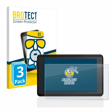 Front side of a product packaging with the brand logo BROTECT. Next to it is the device Garmin Aera 660 shown with the corresp
