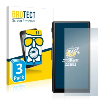 Front side of a product packaging with the brand logo BROTECT. Next to it is the device FiiO M11 shown with the corresponding 