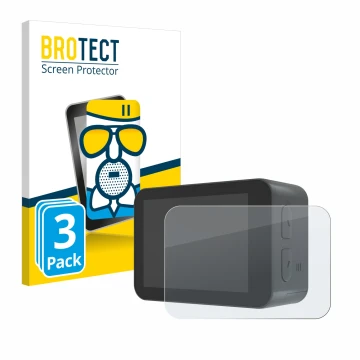 Front side of a product packaging with the brand logo BROTECT. Next to it is the device Akaso V50X shown with the correspondin