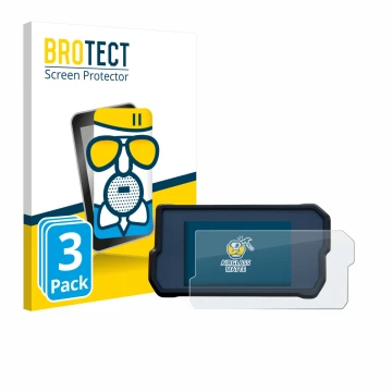 Front side of a product packaging with the brand logo BROTECT. Next to it is the device KTM 790 Adventure 2019+ shown with the