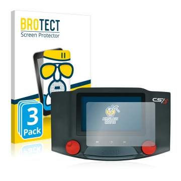 Front side of a product packaging with the brand logo BROTECT. Next to it is the device Märklin Central Station 3 Plus shown w