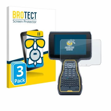 Front side of a product packaging with the brand logo BROTECT. Next to it is the device Trimble TSC7 Controller shown with the