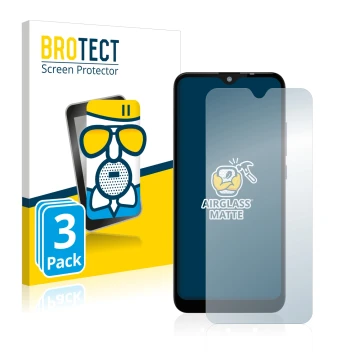 Front side of a product packaging with the brand logo BROTECT. Next to it is the device Gigaset GS110 shown with the correspon