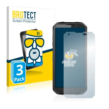 Front side of a product packaging with the brand logo BROTECT. Next to it is the device Blackview BV9500 Plus shown with the c