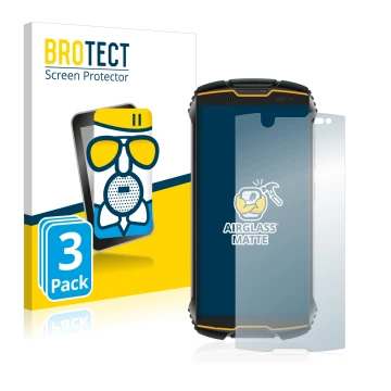 Front side of a product packaging with the brand logo BROTECT. Next to it is the device Cubot King Kong Mini shown with the co