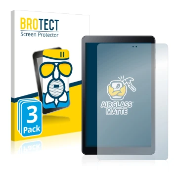 Front side of a product packaging with the brand logo BROTECT. Next to it is the device Samsung Galaxy Tab A 10.5 WiFi 2018 sh