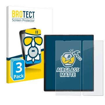 Front side of a product packaging with the brand logo BROTECT. Next to it is the device Huawei Mate Xs shown with the correspo