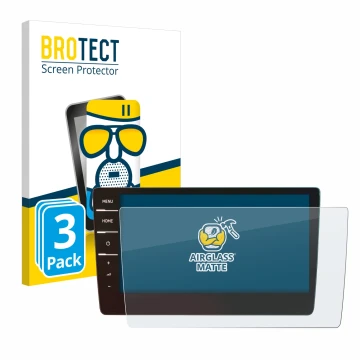 Front side of a product packaging with the brand logo BROTECT. Next to it is the device Volkswagen Touran 2019 Discover Pro 9.
