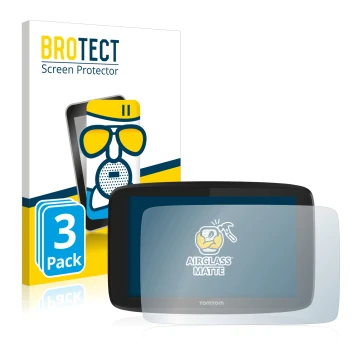 Front side of a product packaging with the brand logo BROTECT. Next to it is the device TomTom Go Professional 6200 shown with