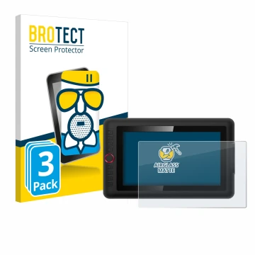 Front side of a product packaging with the brand logo BROTECT. Next to it is the device XP-Pen Artist 12 Pro shown with the co