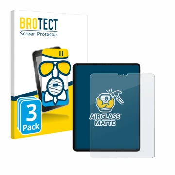 Front side of a product packaging with the brand logo BROTECT. Next to it is the device Apple iPad 12.9