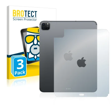 Front side of a product packaging with the brand logo BROTECT. Next to it is the device Apple iPad Pro 11