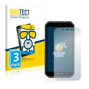 Front side of a product packaging with the brand logo BROTECT. Next to it is the device Ulefone Armor X7 shown with the corres