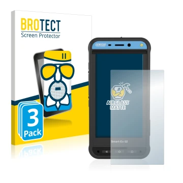 Front side of a product packaging with the brand logo BROTECT. Next to it is the device Ecom Smart-Ex 02 DZ1 shown with the co