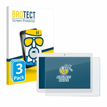 Front side of a product packaging with the brand logo BROTECT. Next to it is the device Alldocube M5X Pro shown with the corre