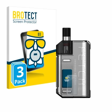 Front side of a product packaging with the brand logo BROTECT. Next to it is the device Smok Fetch 80W Pro shown with the corr