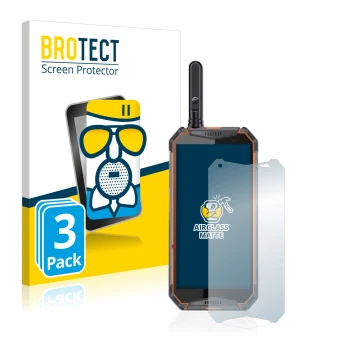 Front side of a product packaging with the brand logo BROTECT. Next to it is the device Ulefone Armor 3w shown with the corres