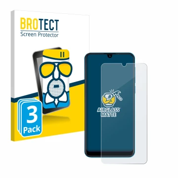 Front side of a product packaging with the brand logo BROTECT. Next to it is the device Beafon M6 shown with the corresponding