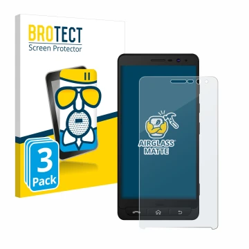 Front side of a product packaging with the brand logo BROTECT. Next to it is the device Beafon M5 shown with the corresponding