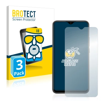 Front side of a product packaging with the brand logo BROTECT. Next to it is the device Xiaomi Redmi 9 shown with the correspo