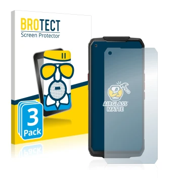 Front side of a product packaging with the brand logo BROTECT. Next to it is the device Oukitel WP7 shown with the correspondi
