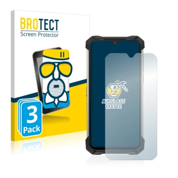 Front side of a product packaging with the brand logo BROTECT. Next to it is the device Doogee S88 Pro shown with the correspo