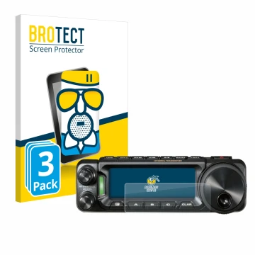 Front side of a product packaging with the brand logo BROTECT. Next to it is the device Yaesu FT-891 shown with the correspond