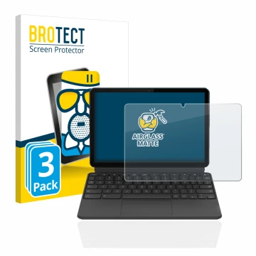 Front side of a product packaging with the brand logo BROTECT. Next to it is the device Lenovo IdeaPad Duet Chromebook 10.1