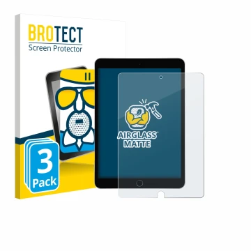 Front side of a product packaging with the brand logo BROTECT. Next to it is the device Apple iPad 10.2