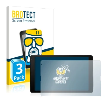 Front side of a product packaging with the brand logo BROTECT. Next to it is the device MEDION Lifetab E10420 shown with the c