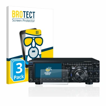 Front side of a product packaging with the brand logo BROTECT. Next to it is the device Yaesu FT-DX101D shown with the corresp