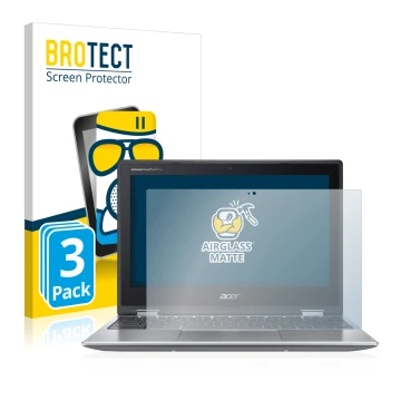 Front side of a product packaging with the brand logo BROTECT. Next to it is the device Acer Chromebook Spin 311 shown with th