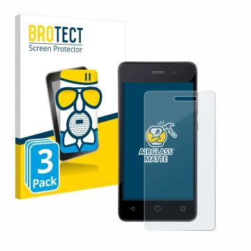 Front side of a product packaging with the brand logo BROTECT. Next to it is the device Omnipod Dash shown with the correspond