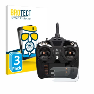 Front side of a product packaging with the brand logo BROTECT. Next to it is the device Spektrum NX8 shown with the correspond