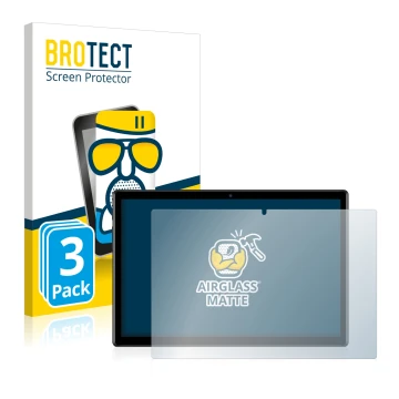 Front side of a product packaging with the brand logo BROTECT. Next to it is the device Teclast M40 (Landscape) shown with the