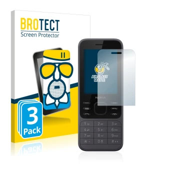 Front side of a product packaging with the brand logo BROTECT. Next to it is the device Nokia 6300 2020 shown with the corresp