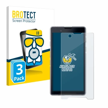 Front side of a product packaging with the brand logo BROTECT. Next to it is the device Bittium Tough Mobile 2 shown with the 
