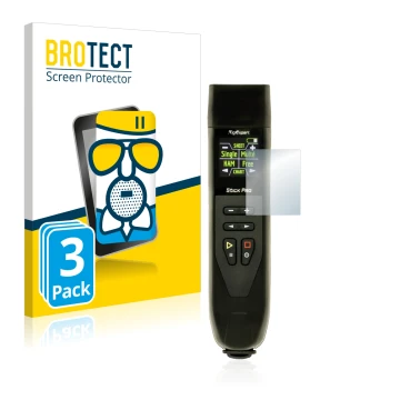 Front side of a product packaging with the brand logo BROTECT. Next to it is the device RigExpert Stick Pro shown with the cor